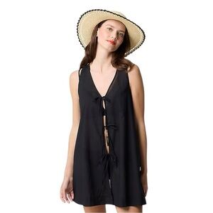 J Crew Factory Black Tie Front Beach Dress Coverup Womens Size XS Cotton